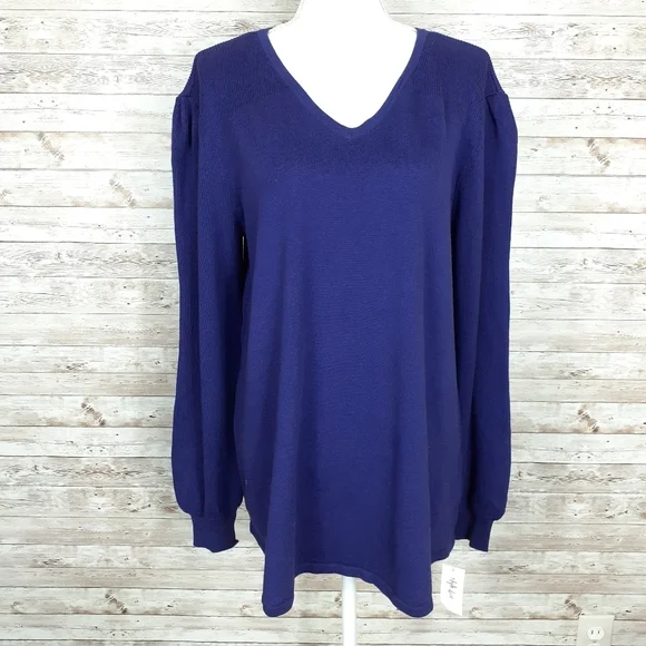 Style & Co Sweater L Long Sleeved Purple 23 - Picture 1 of 5